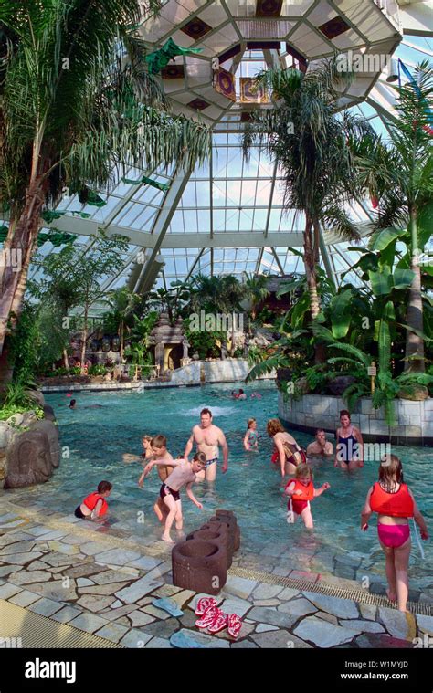 Indoor swimming pool, Center Parcs, De Femhof Netherlands Stock Photo ...