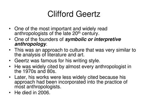 Clifford Geertz: An Interpretive Anthropology (Moore) - ppt download