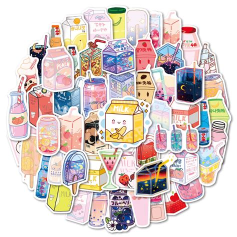 Buy Cute Stickers 52PCS Kawaii Drink Stickers,Aesthetic Stickers,Japanese Stickers,Boba Stickers ...