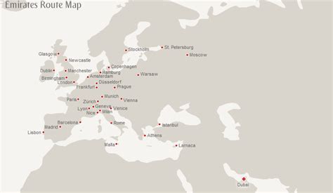 Emirates route map - Europe