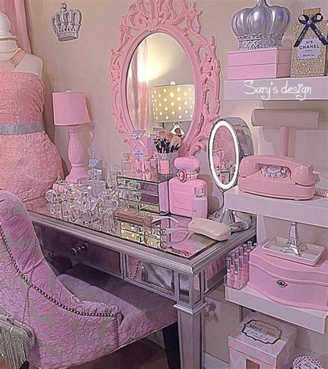 Girly Pink Pastel Makeup Vanity Area Room Girl | Girl bedroom designs, Girl room, Bedroom decor