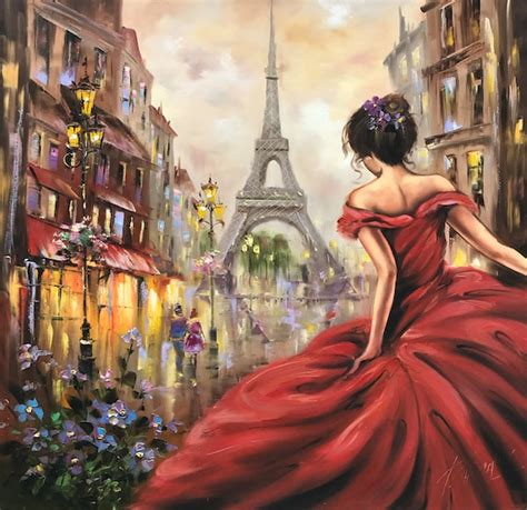 Woman in Paris Oil Painting on Canvas Original Ballerina Wall - Etsy