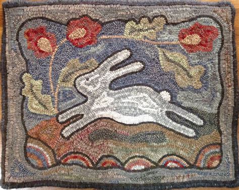 Rug Hooking PATTERN, Spring Delight, 18 x 24, J804, Bunny Hooked Rug, Primitive Hooked Rabbit ...