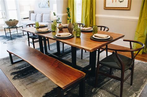 Atlanta Dining Room Featuring a Live Edge Table and Bench | Contemporary Modern Dining ...