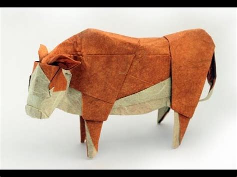 Origami cow by Roman Diaz - YouTube in 2020 | Origami animals, Book origami, Origami