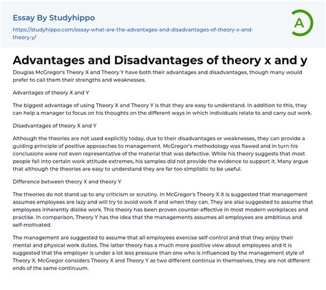 Advantages and Disadvantages of theory x and y Essay Example ...