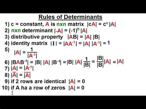 Linear Algebra: Ch 2 - Determinants (5 of 48) Rules of a Determinant? - YouTube