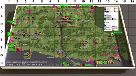 Shoreline Map ( Grid + Stash Locations ) : EscapefromTarkov