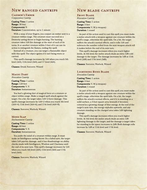 Five New Cantrips - UnearthedArcana | Dnd skills, Dungeon master's guide, Dungeons and dragons rules