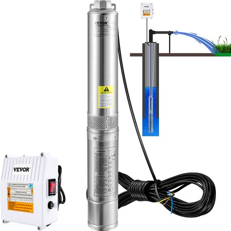 VEVOR Deep Well Submersible Pump, 3HP 230V/60Hz, 37GPM 640 ft Head, with 33 ft Cord & External ...