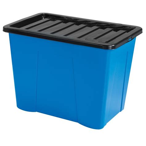 80L PLASTIC STORAGE BOX - BLUE | Poundstretcher