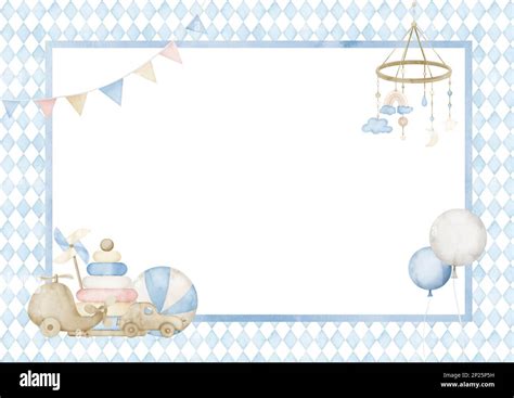 Template for Baby Shower greeting card or invitation. Hand drawn ...