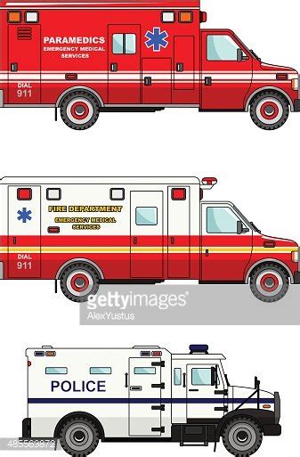 Fire Truck, Police And Ambulance Cars Isolated On White Background Stock Vector | Royalty-Free ...