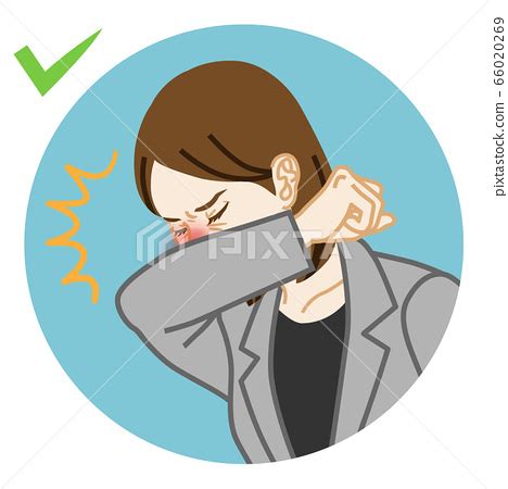 Cough etiquette Business woman circular mouth... - Stock Illustration ...