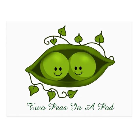 Two Peas In A Pod Postcard | Zazzle | Peas, Postcard, Pods