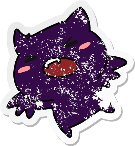 distressed sticker cartoon of a kawaii cute bat 11751138 Vector Art at Vecteezy