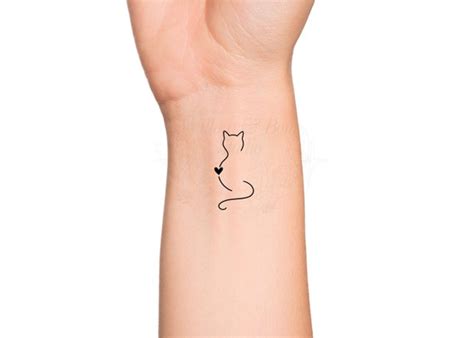 Cute Cat Outline Tattoo