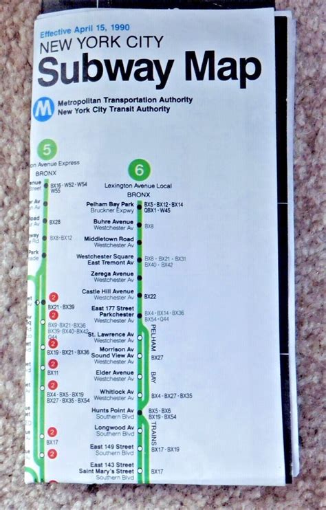 Vintage New York City Subway Map MTA NYCTA April 15 1990 | #4562576448