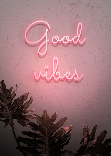 Free Photo | Neon red good vibes on a wall