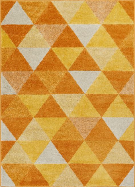 Isometry Orange Yellow Modern Geometric Triangle Pattern Area Rug ...