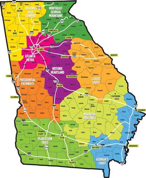 Georgia County Map Printable