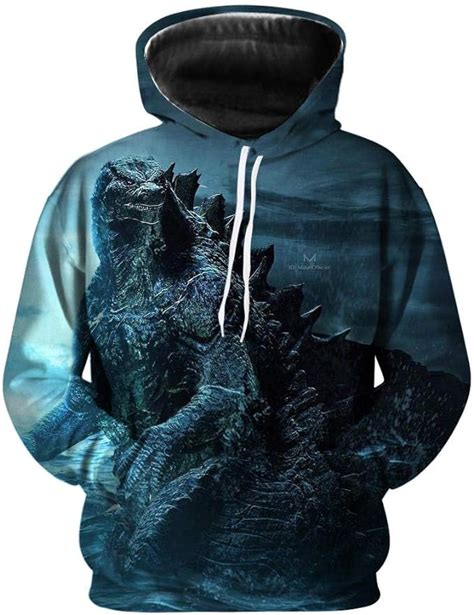 Men's Hoodie Godzilla 3D Print Hooded Sweatshirts Long Sleeve Pullover with Pockets Unisex ...