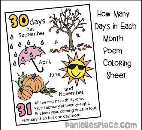 "Thirty Days Has September" Poem Activity