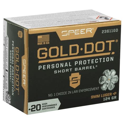 23611GD - Speer Gold Dot 9mm +P 124gr JHP (20ct)