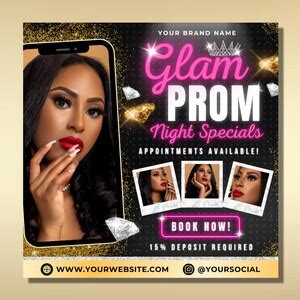 Prom Night Appointment Flyers, DIY Flyer Template Design, Prom Season Flyer, Hair and Makeup ...