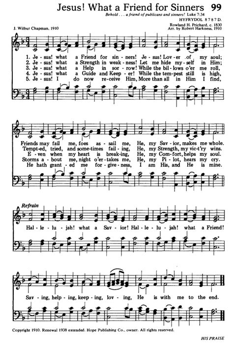 Hymns for the Living Church 99. Jesus! what a Friend for sinners! | Hymnary.org