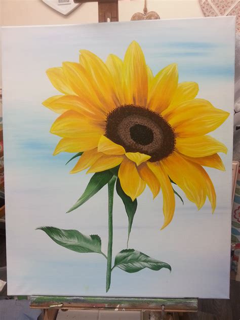 sunflower on canvas painted in acylics | Sunflower painting, Sunflower ...