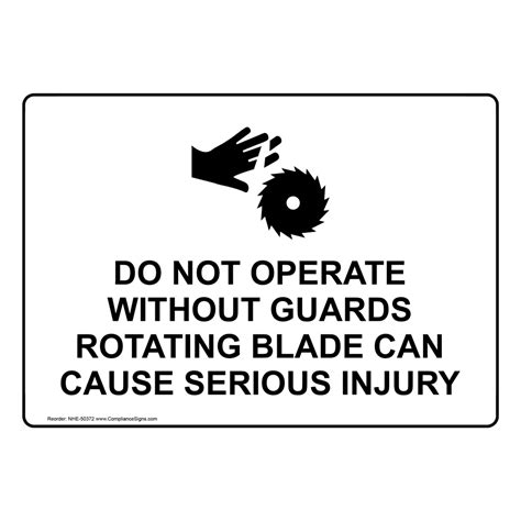 Do Not Operate Without Guards Rotating Sign With Symbol NHE-50372