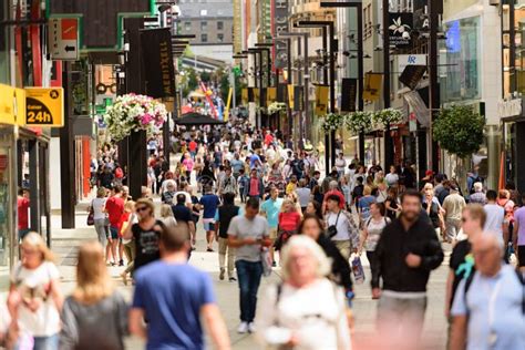 Andorra La Vella, Andorra : 2019 August 22 : Andorra La Vella. People Walk in the Comercial ...