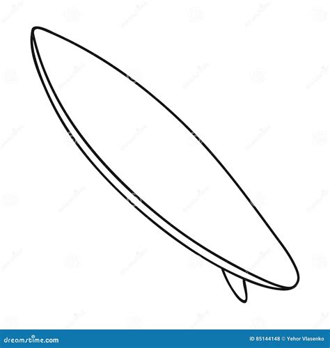 Surfboard Icon in Outline Style Isolated on White Background. Surfing Symbol Stock Stock Vector ...