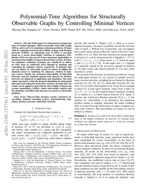 (PDF) Polynomial-Time Algorithms for Structurally Observable Graphs by ...