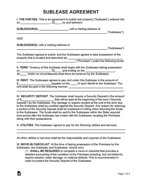 Free Sublease Agreement Templates | PDF | Word