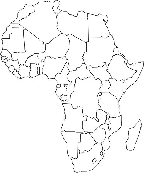 Africa Outline With Borders On White Background Business Map Political Vector, Business, Map ...