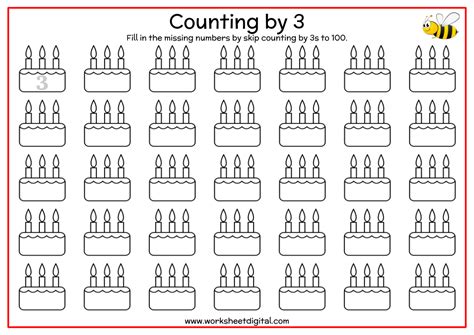 Counting by 3 - Worksheet Digital