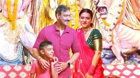 Ajay Devgan & Kajol Wid Family: Son Yug Devgn Celberates Durga Puja Festival 2019 In Juhu - YouTube