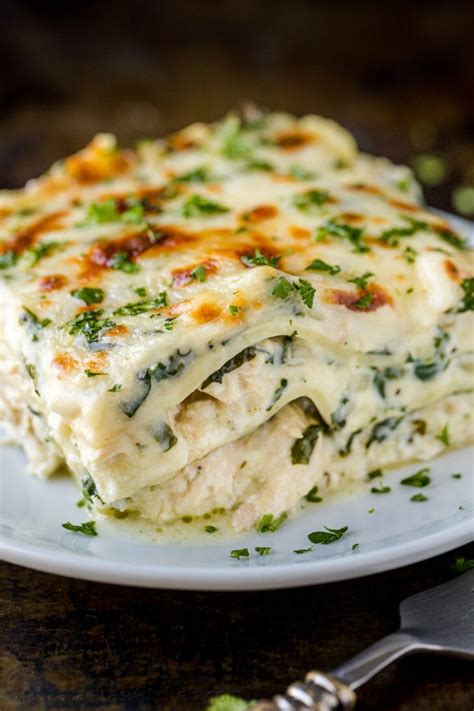 This white sauce Chicken Lasagna is so satisfying with layers of ...