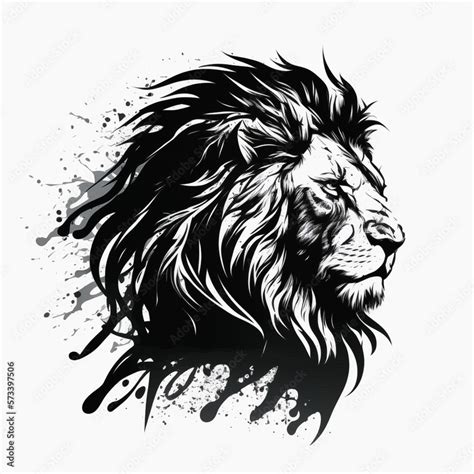 lion head black and white vector, tatoo, Generative Ai Stock ...