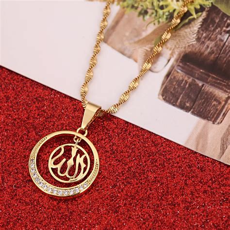 Allah Pendant Muslim Islam Accessories Copper Metal Necklace Women ...