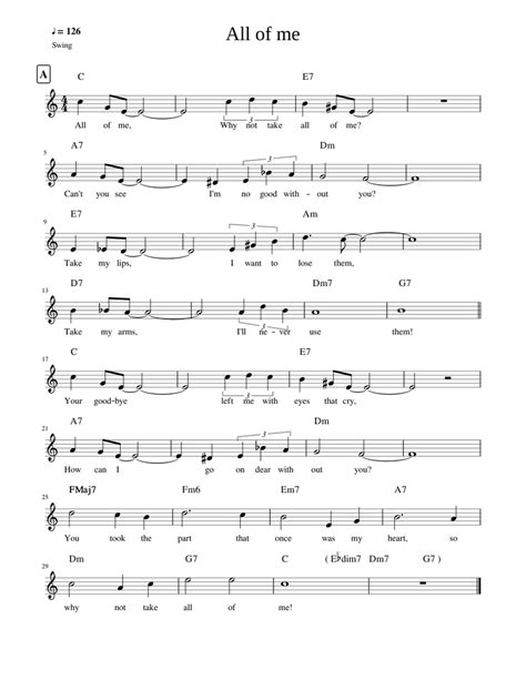 All of me (Jazz standard) Sheet music for Piano | Download free in PDF or MIDI | Musescore.com