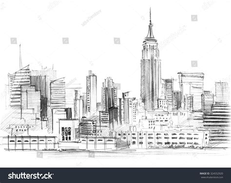 New York Skyline Pencil Drawing at PaintingValley.com | Explore collection of New York Skyline ...