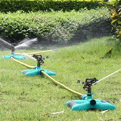 360 degree Lawn Garden Sprinklers Circle Rotating Water Sprinkler 3 Nozzle Garden Hose ...