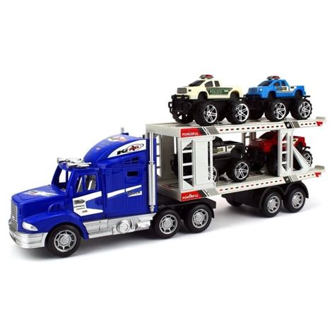 Shop Velocity Toys Off Road Police Transporter Trailer 1:32 Friction Toy Truck (Colors May Vary ...