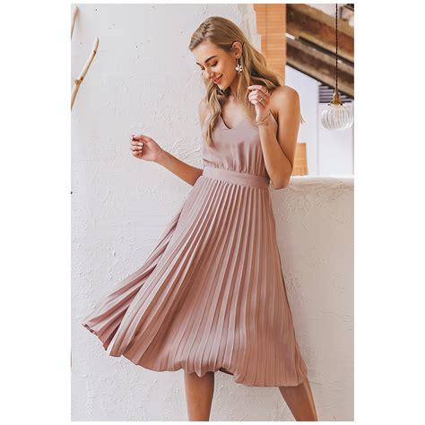 Party Colorful Pleated Women's Midi Dress