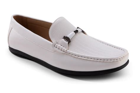 Montique S-26 Mens Penny Loafers with Metal Bit White Casual Shoes