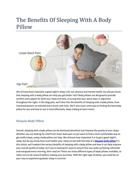 The Benefits Of Sleeping With A Body Pillow by Ronaldmakers - Issuu