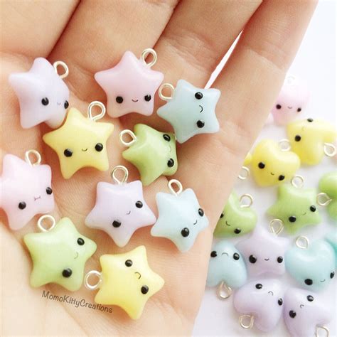 Polymer clay star charm polymer clay charms by MomoKittyCreations